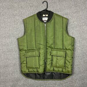 Vintage Walls Olive Green Insulated Work Vest X-Large Nylon Polyester USA Made